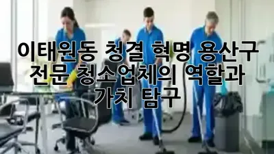 이태원동 청결 혁명: 용산구 전문 청소업체의 역할과 가치 탐구 ✨