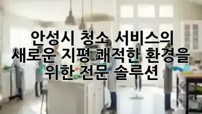 안성시 청소 서비스의 새로운 지평: 쾌적한 환경을 위한 전문 솔루션 🌟